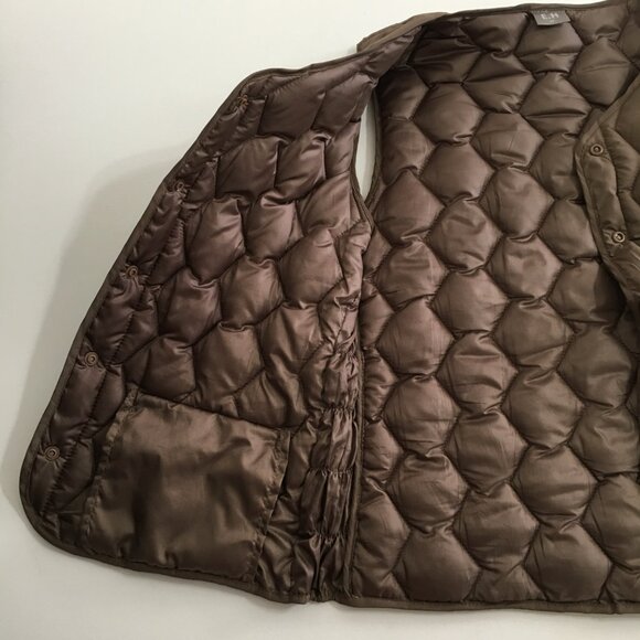 Korean Fashion Puffer Vest New Womens Medium Polyester Filled Quilted Brown - Picture 6 of 11